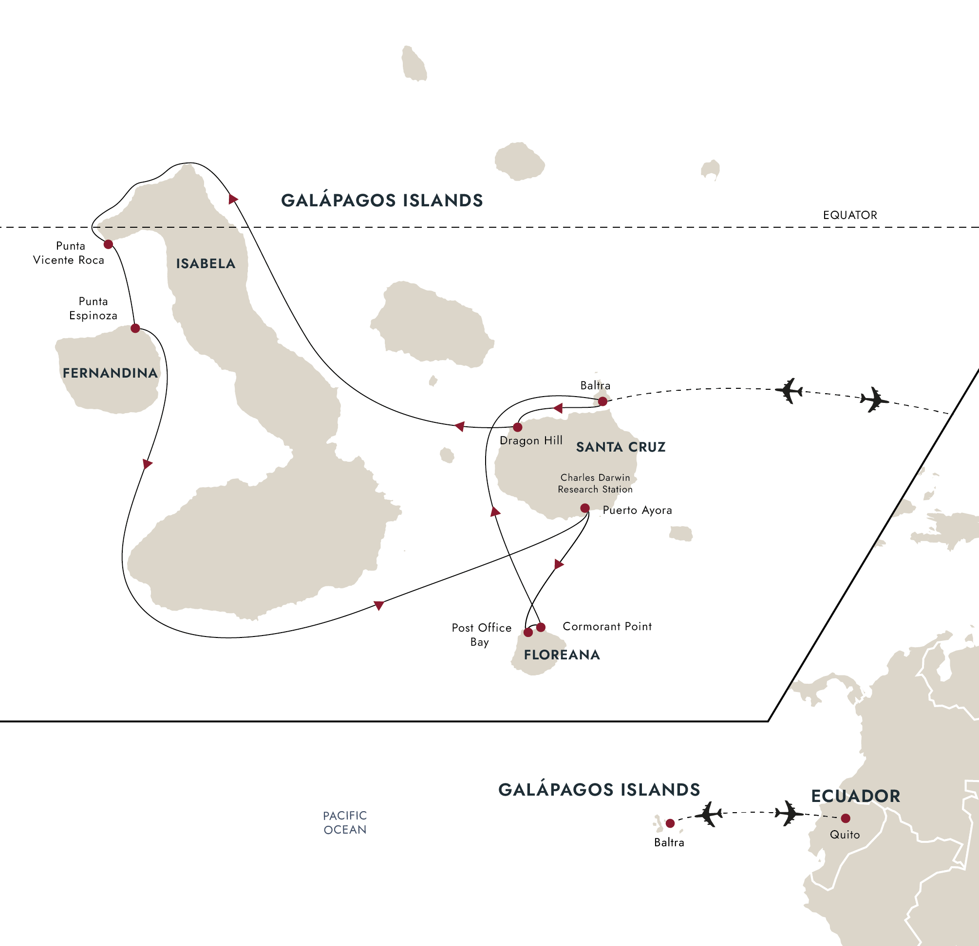 Galápagos Islands – Iconic Wildlife & Sublime Scenery – Western Route – route map