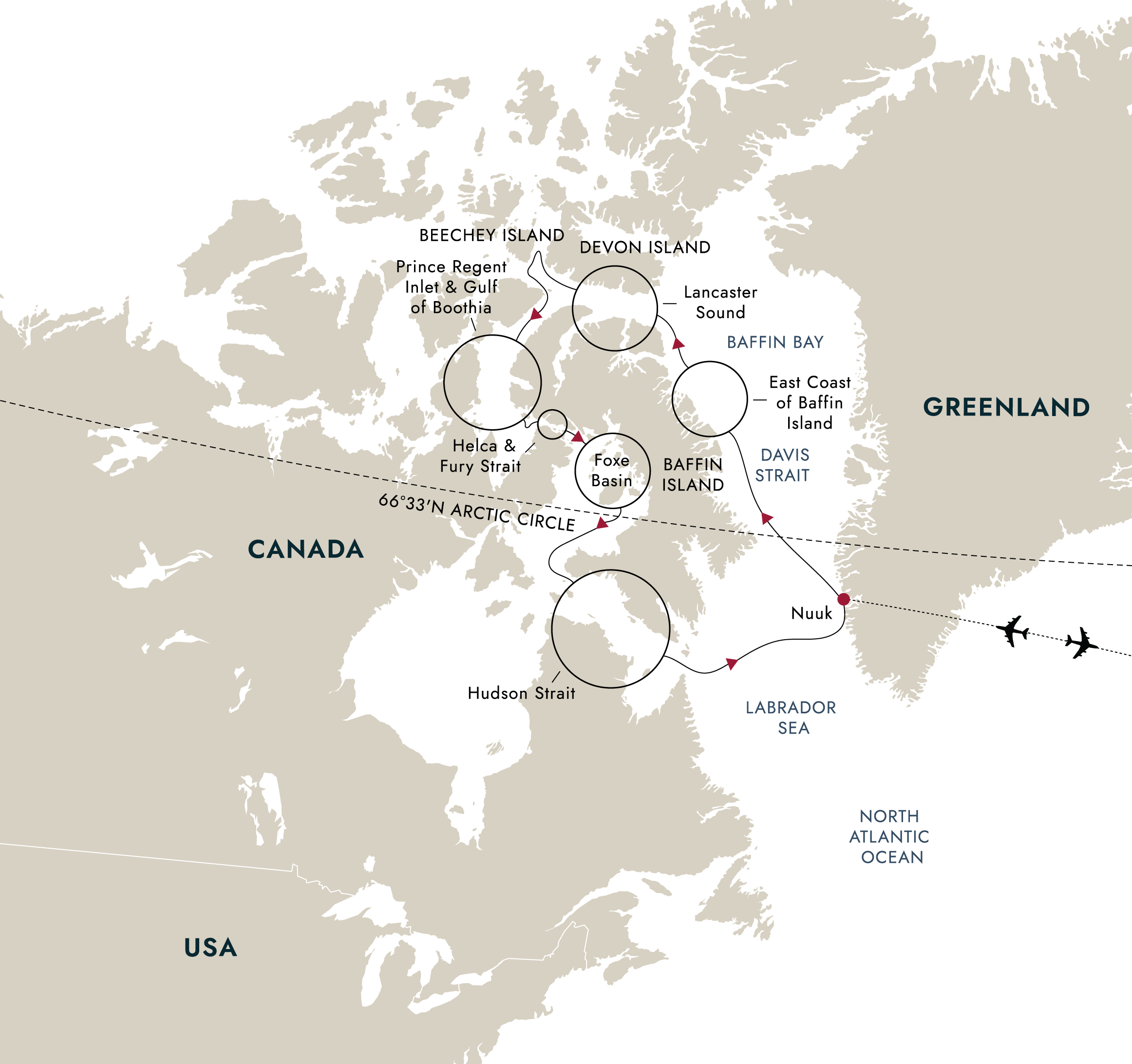 Into the Northwest Passage – Circumnavigating Baffin Island – route map
