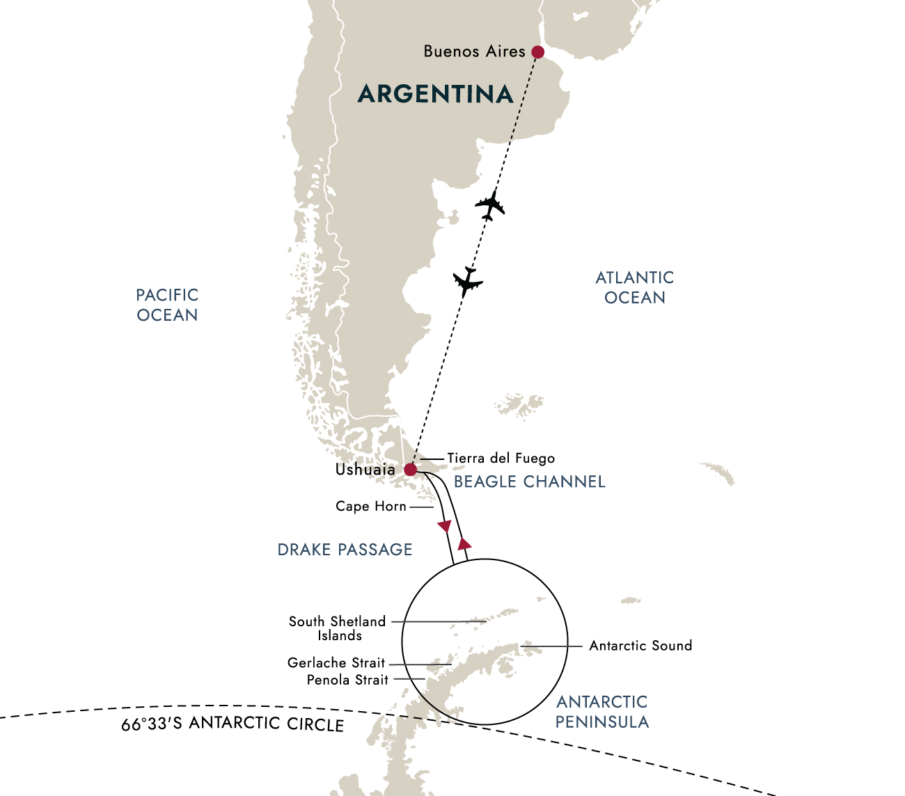 Iconic Antarctica – The Explorer’s Route – MS Roald Amundsen – route map