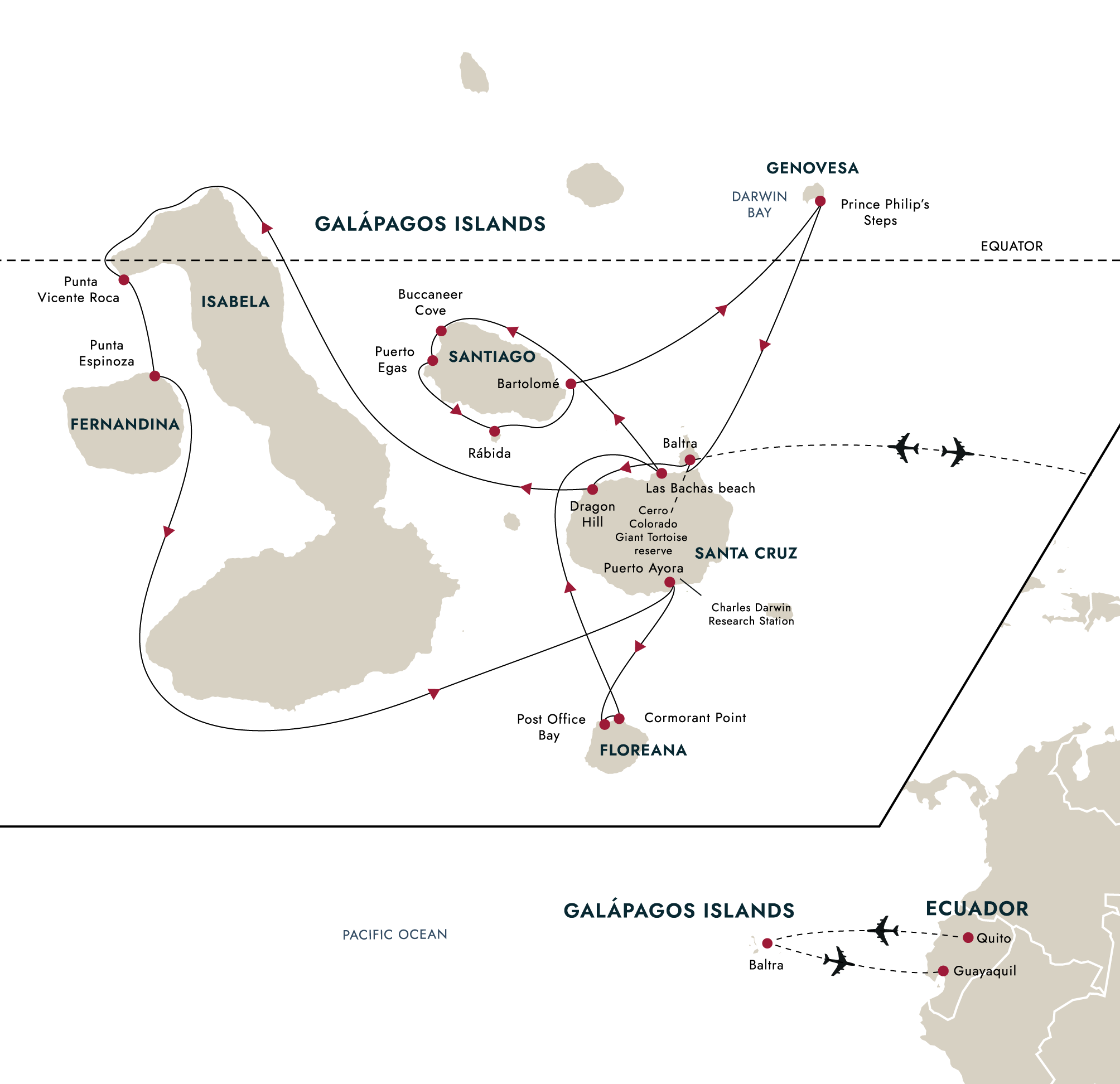 Galápagos Islands - Nine of the Best Isles – route map