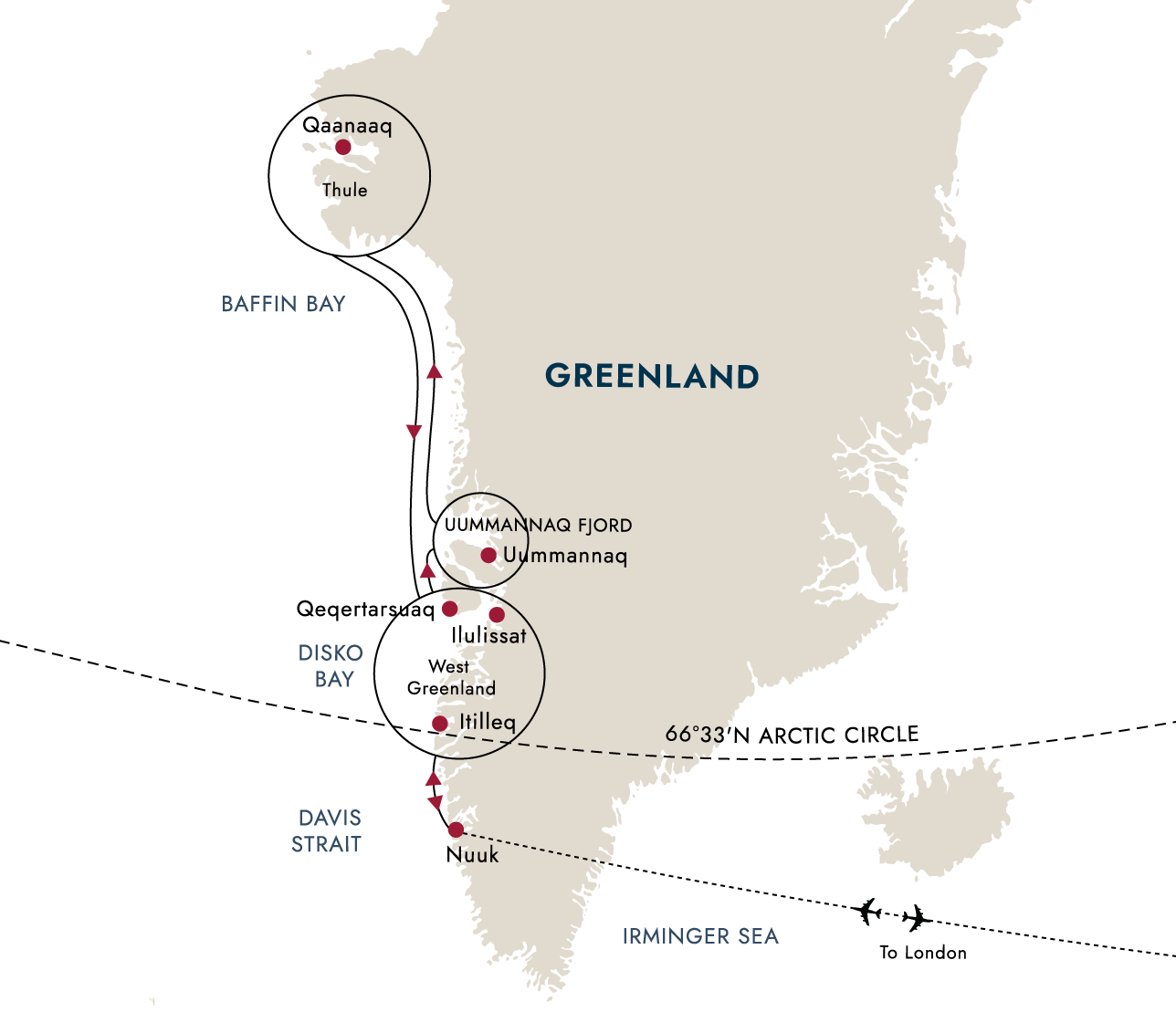 Grand Greenland – Mythical Land of the North (2028) – route map