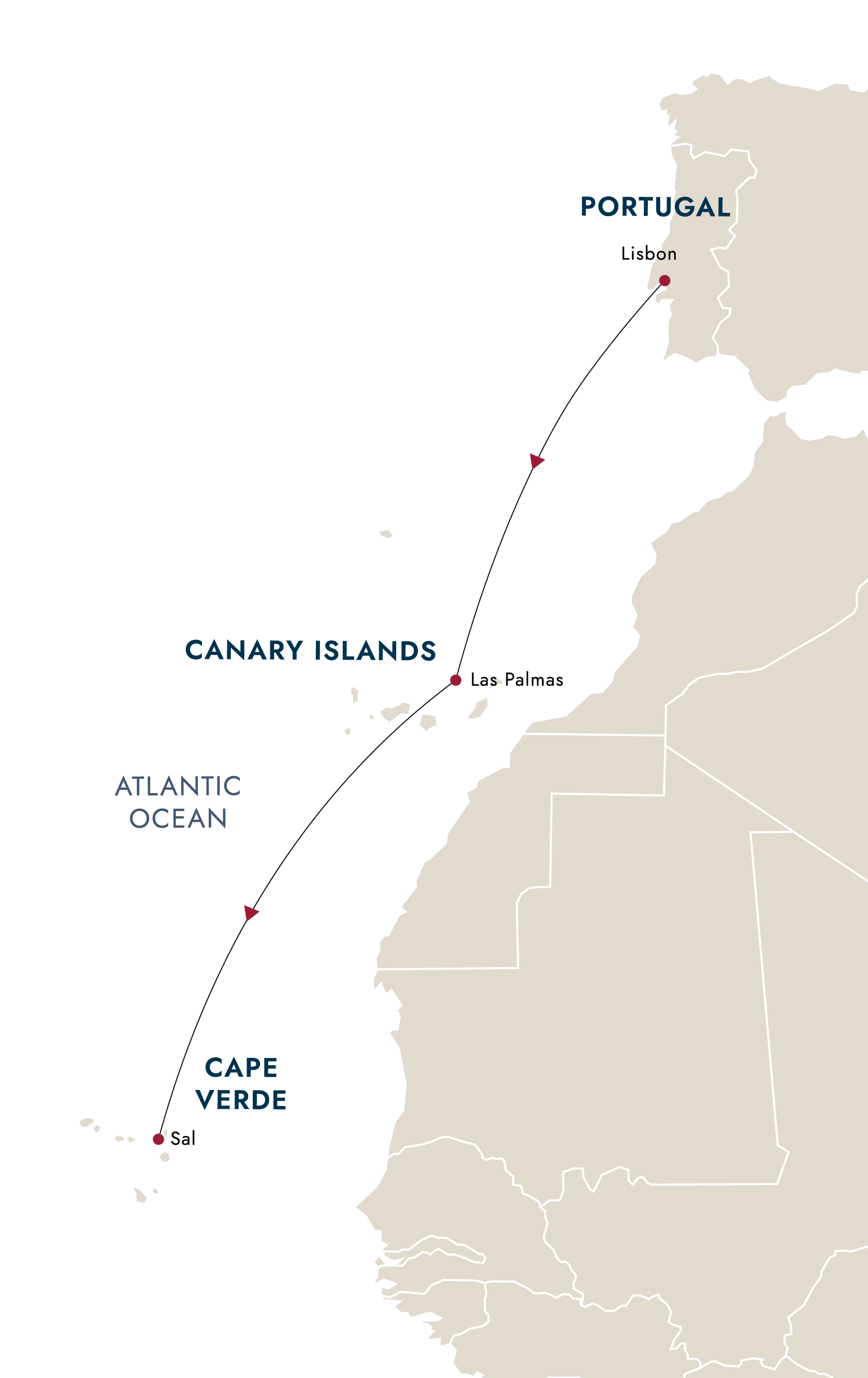 Atlantic Passage – Lisbon to Cape Verde – route map