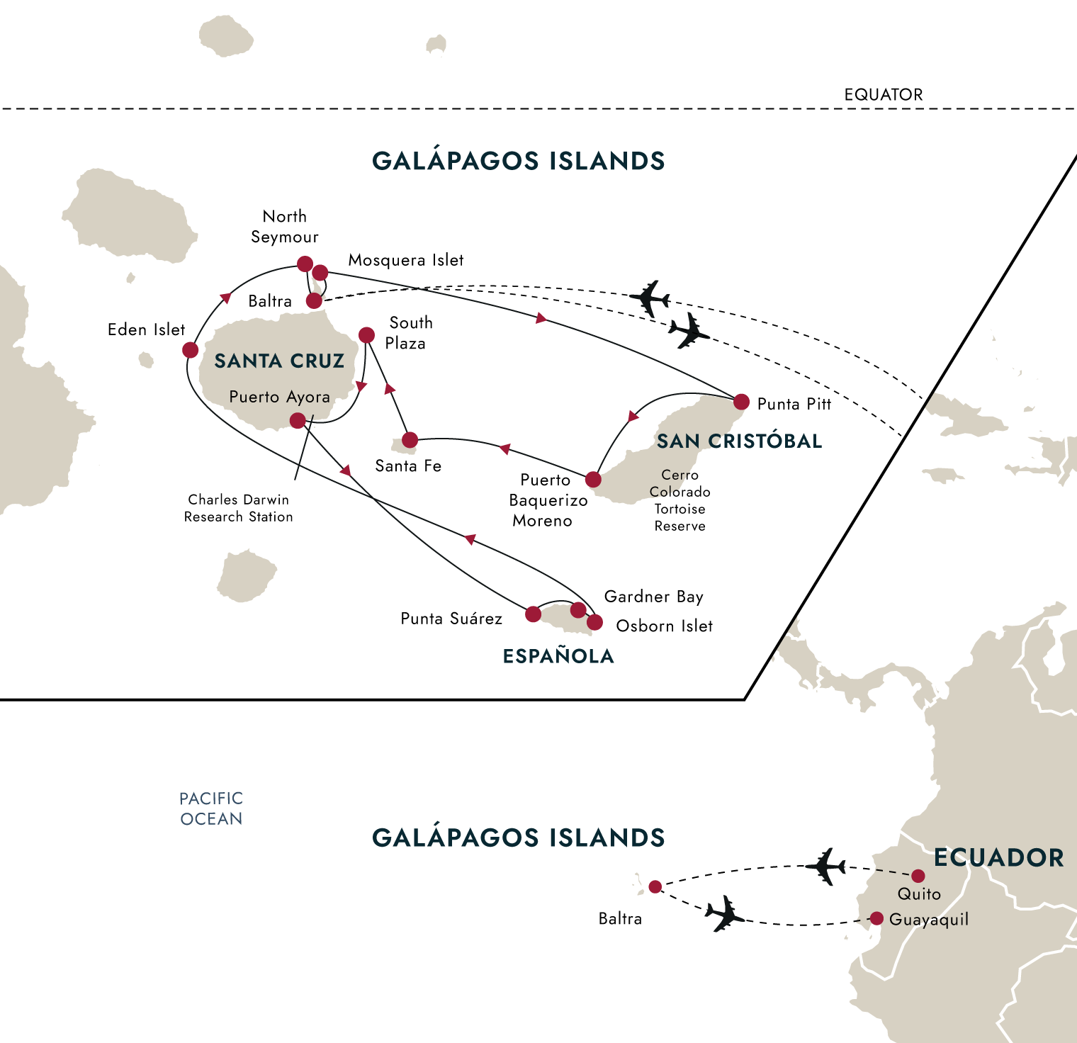 In Darwin’s Footsteps (Eastern Route) – route map