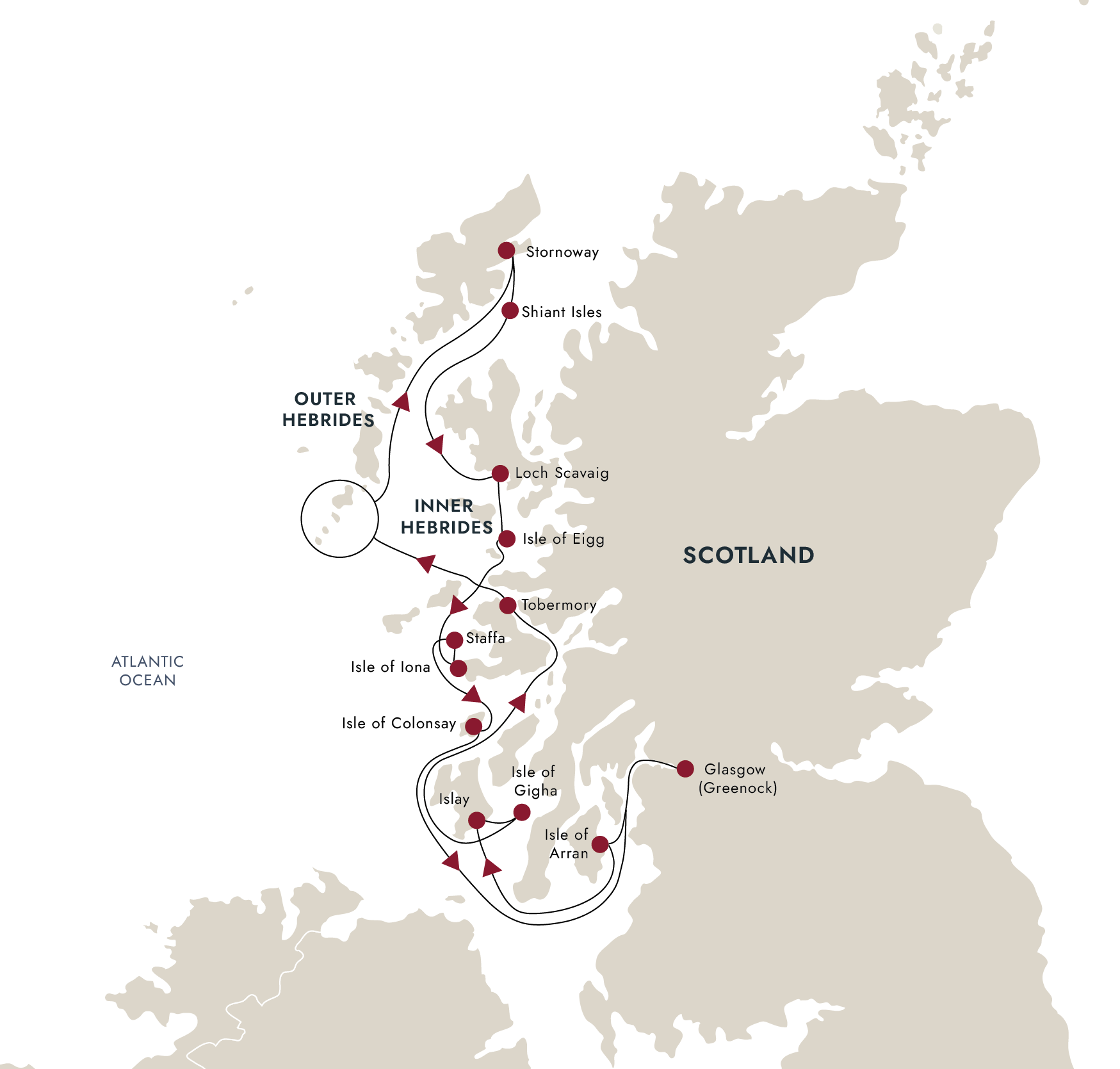 The Scottish Isles-Island Hopping in the Hebrides Itinerary Map