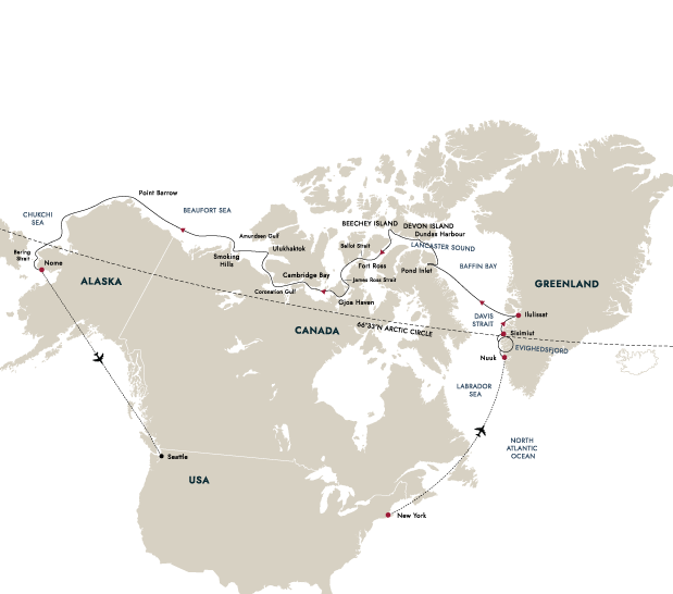 Northwest Passage—Through the Arctic Labyrinth (2027) – route map