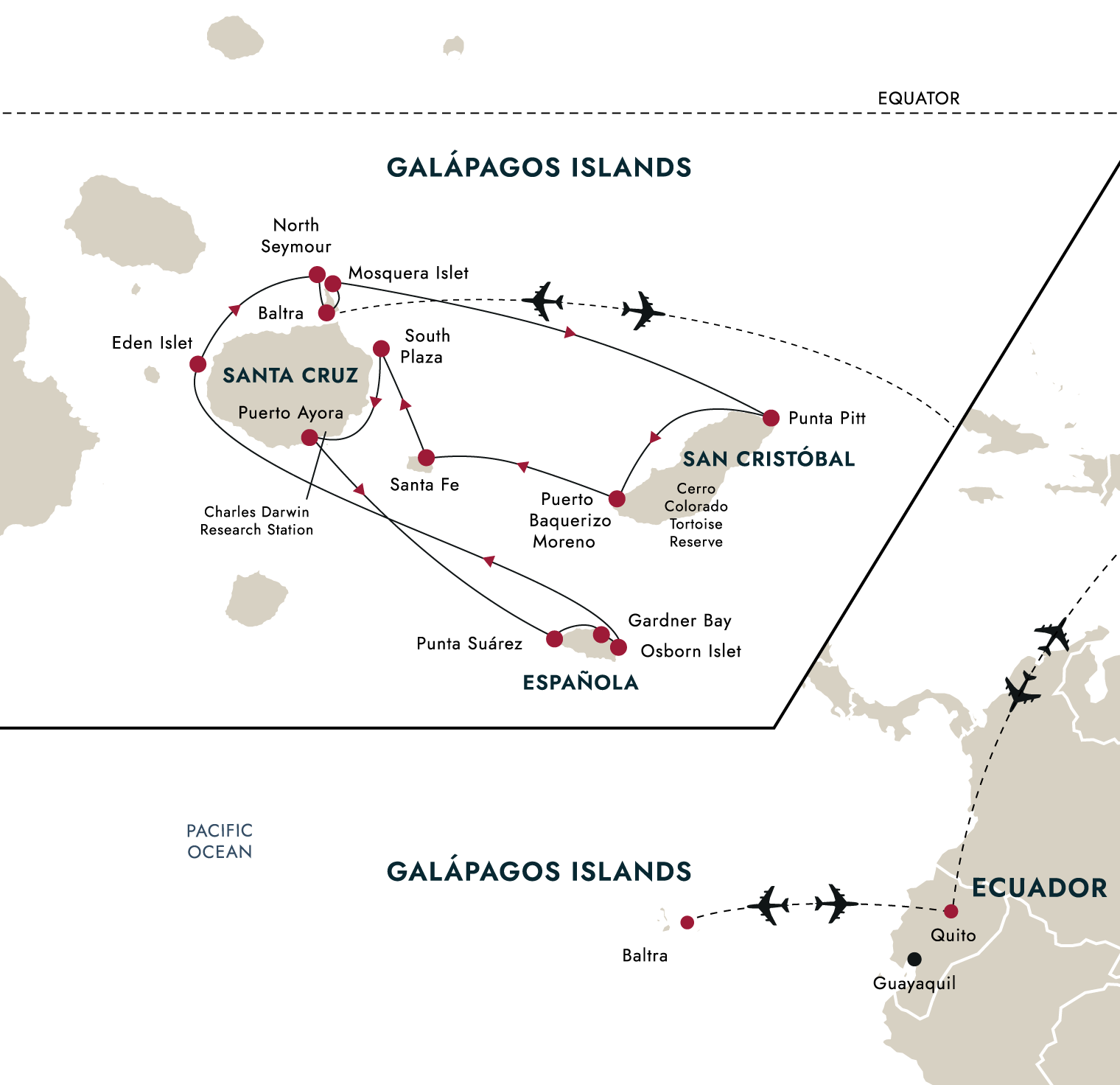 In Darwin’s Footsteps (Eastern Route) – route map