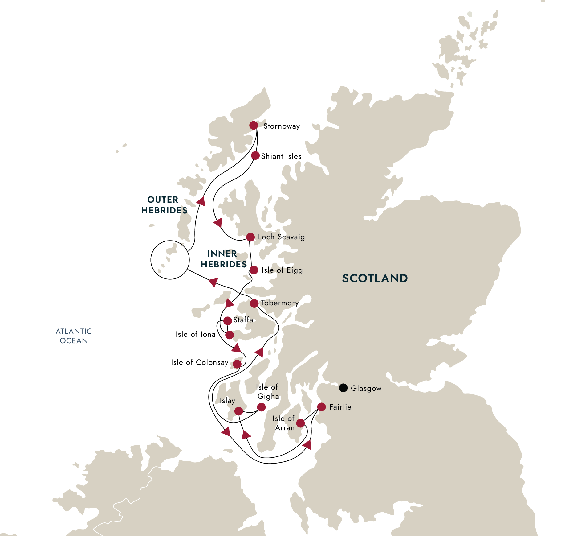 The Scottish Isles – Island Hopping in the Hebrides – route map