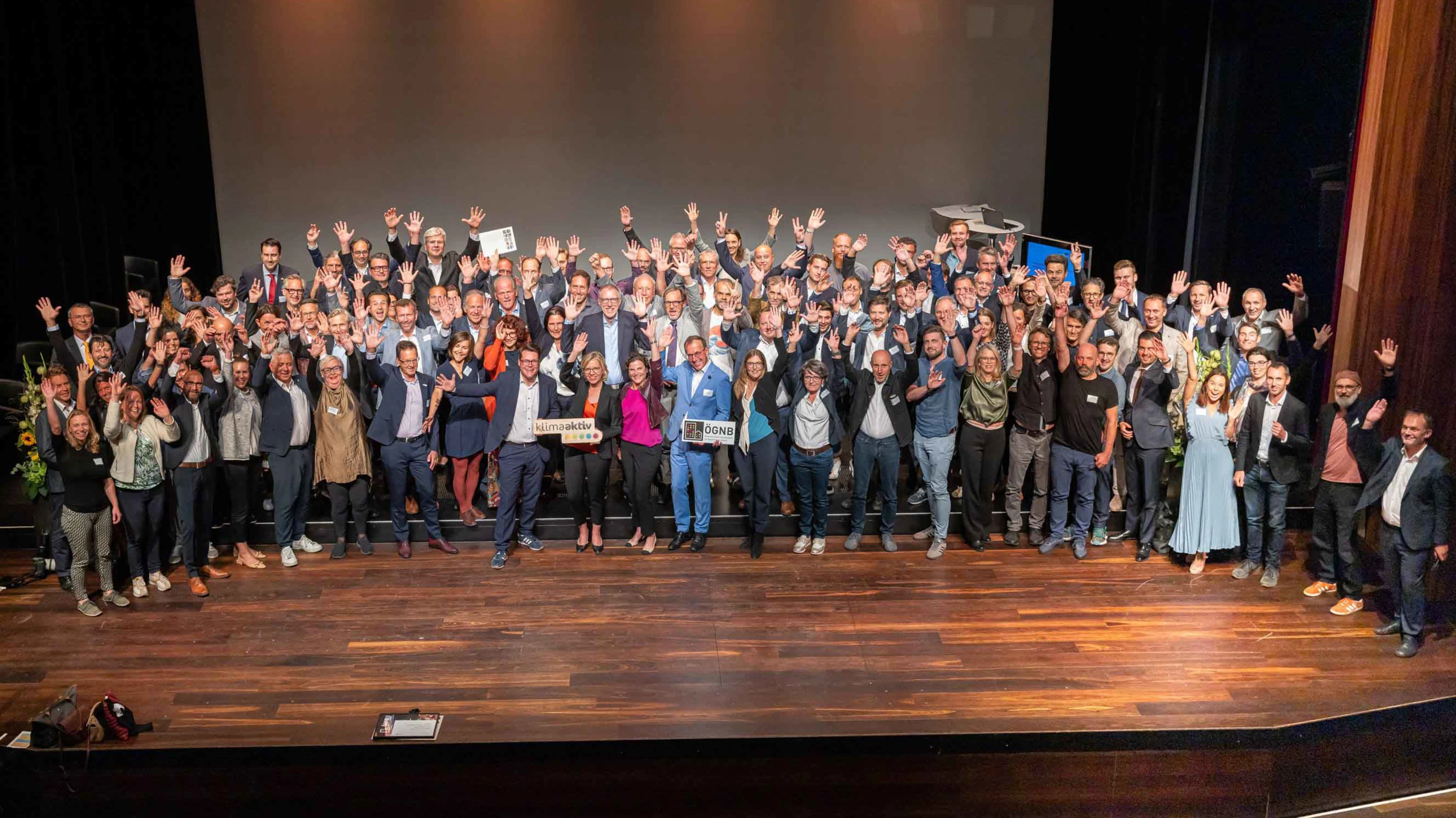 Gruppenfoto klimaaktiv Verleihung 2023 Foto: Gruppenfoto Verleihung klimaaktiv