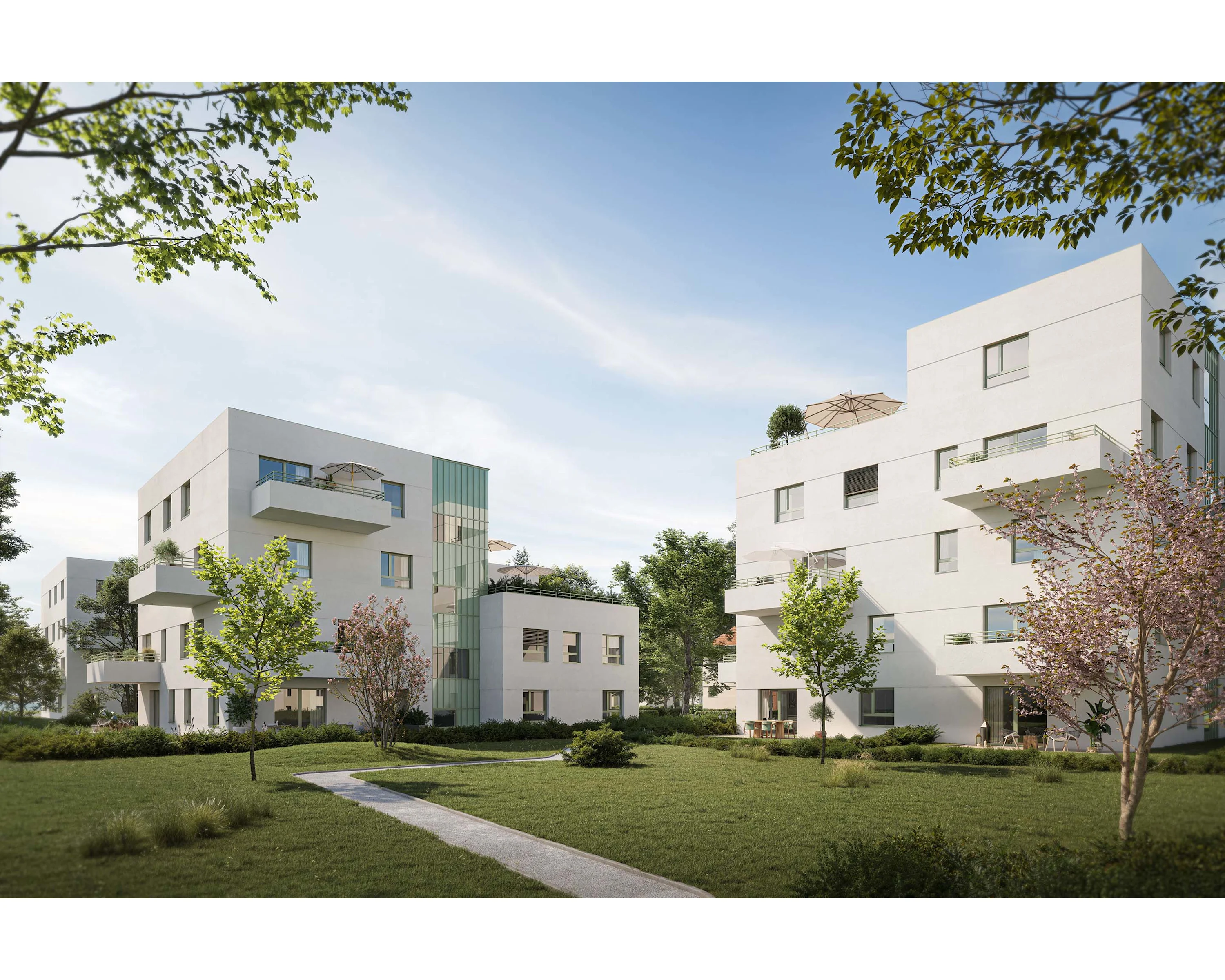 Foto: Außenvisualisierung des Neubaus im Projekt trees in Linz