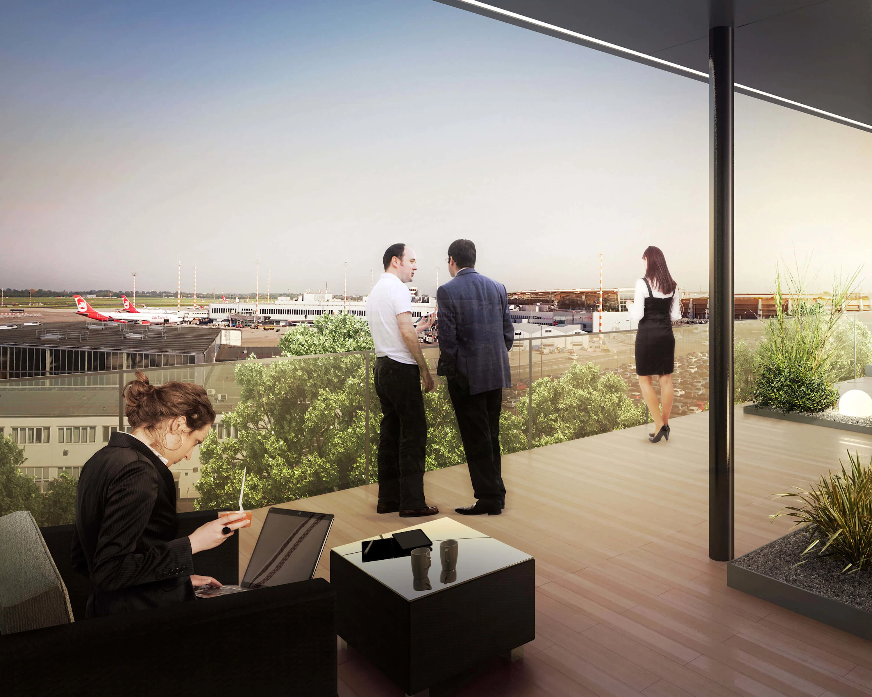 Image: Working with a view: Rooftop terrace with fascinating views of the airport.