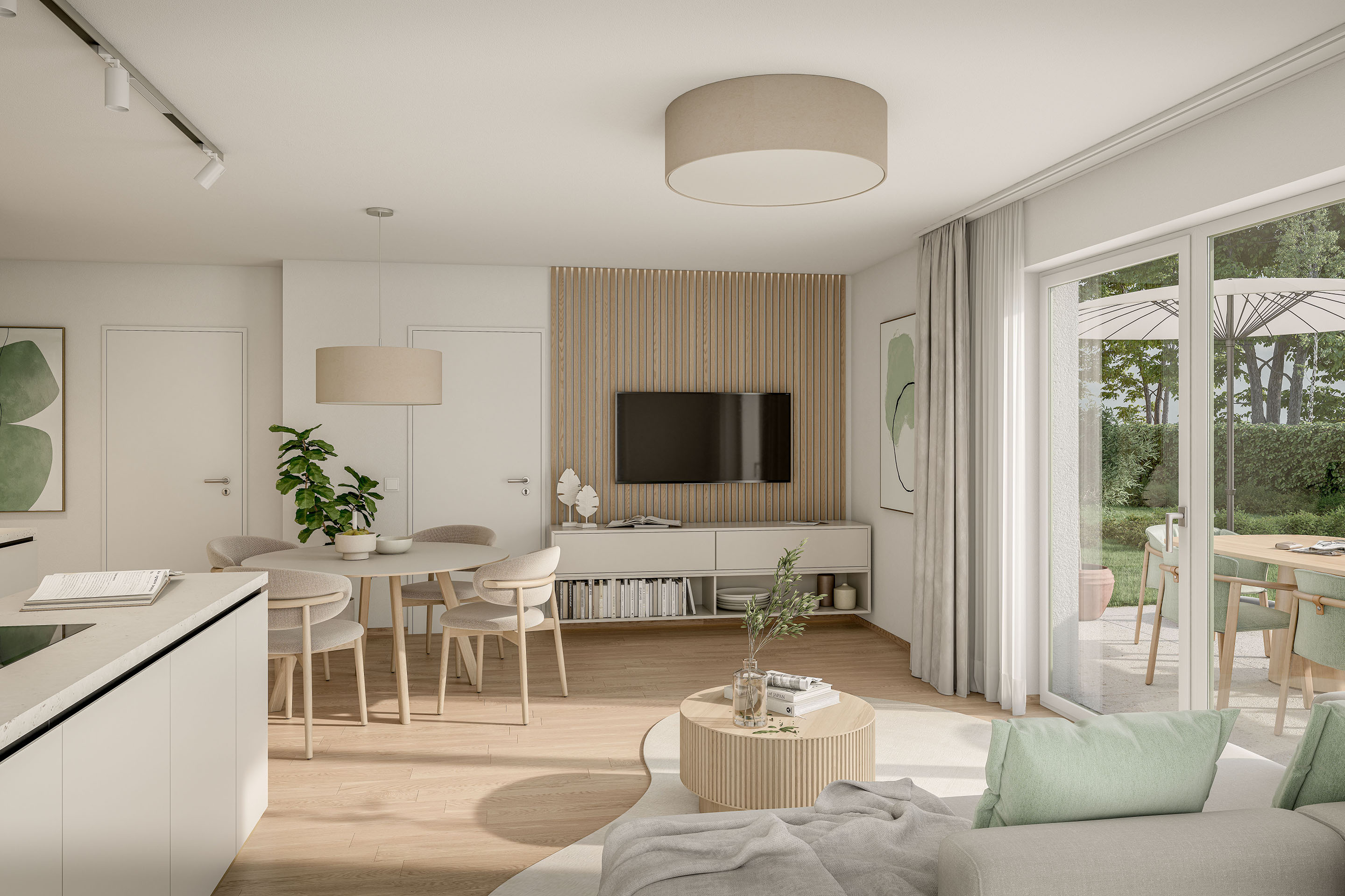 Foto: Visualisierung der modernen Neubauwohnungen im Projekt Trees in Linz