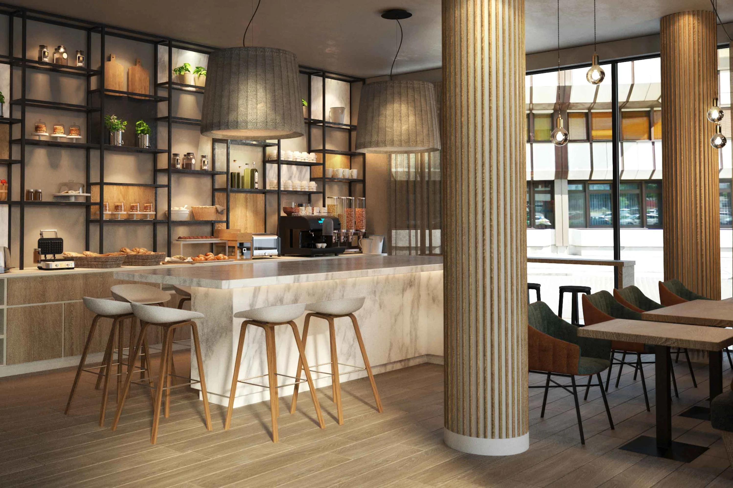 Moxy Residence Inn Foto: Bar des neuen Residence Inn by Marriott