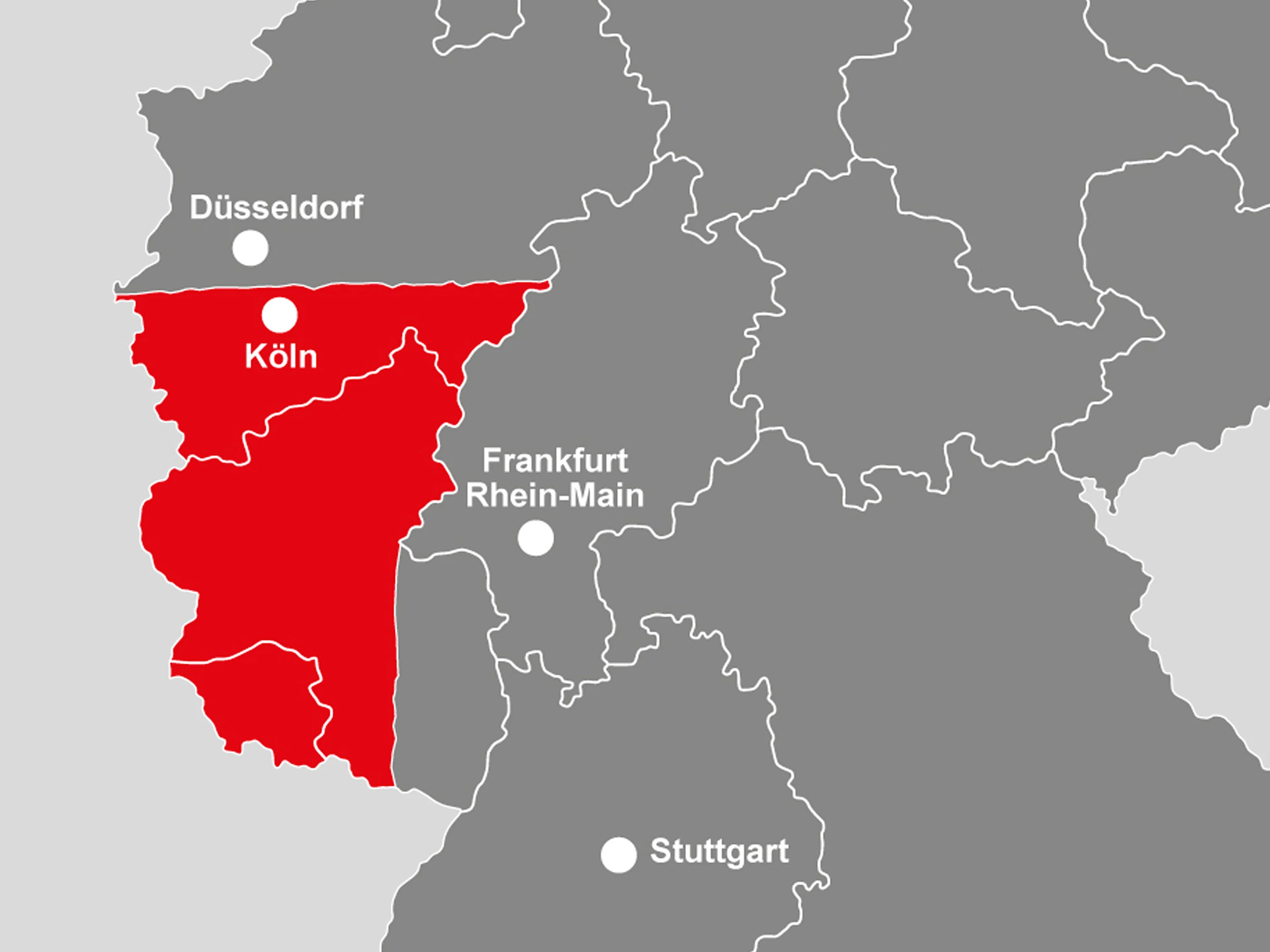 area map Cologne Image: geographical area map of STRABAG Real Estate, Cologne area