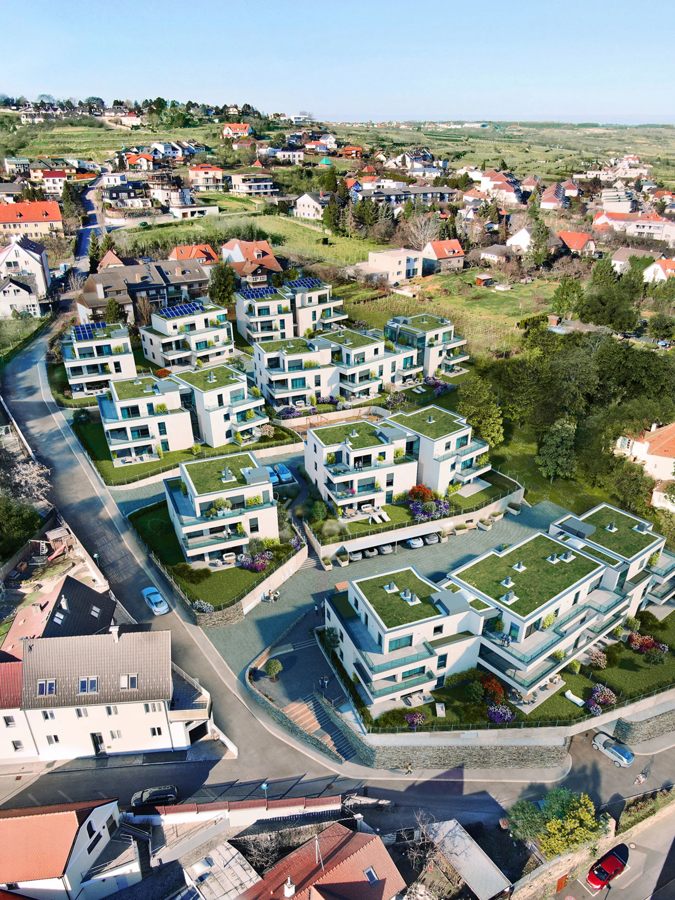Image: Bird's eye view of the Weingartensiedlung Krems