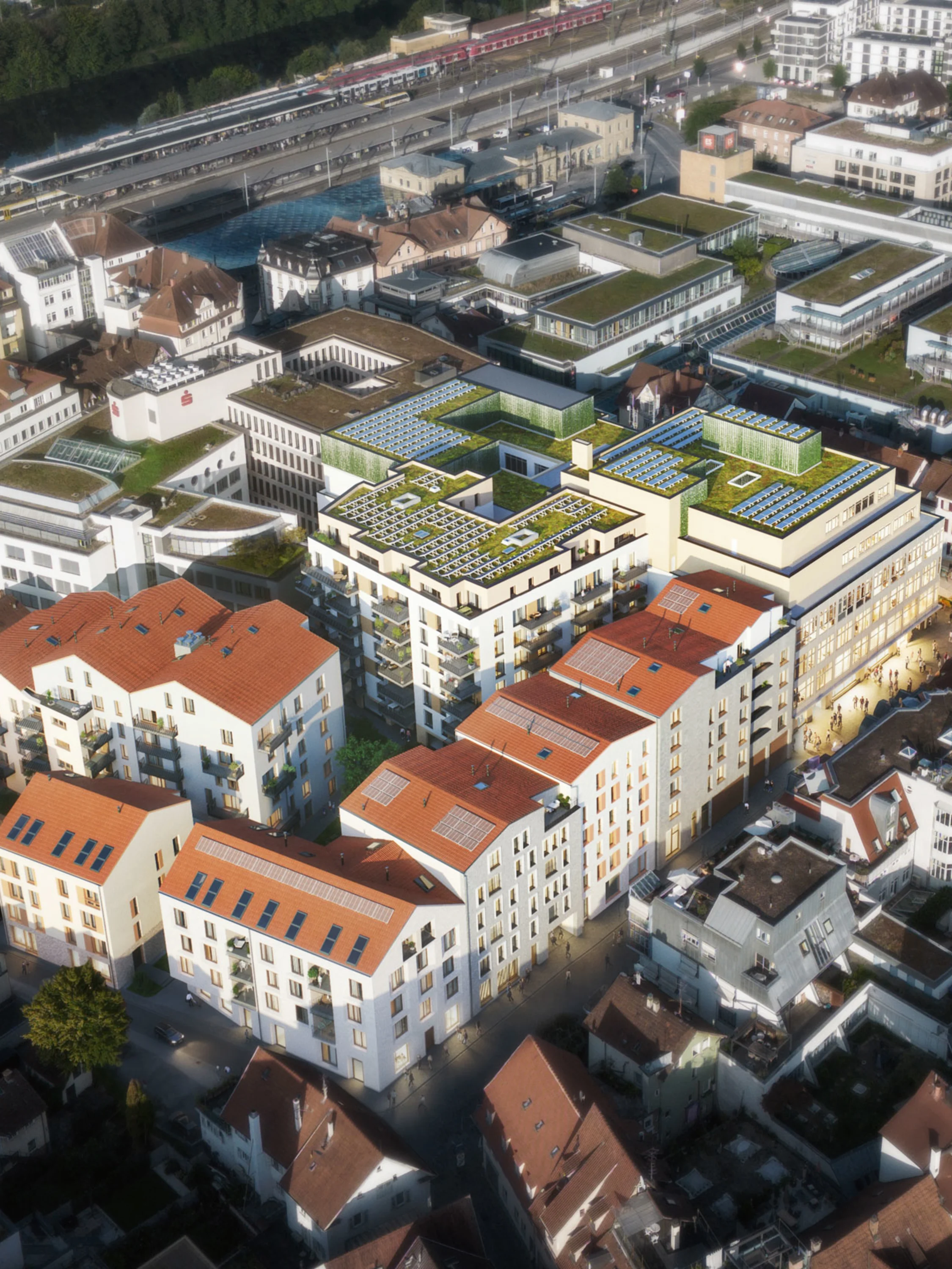 QESS Quartier Vogelperspektive geplantes Quartier "QESS" in Esslingen aus der Vogelperspektive