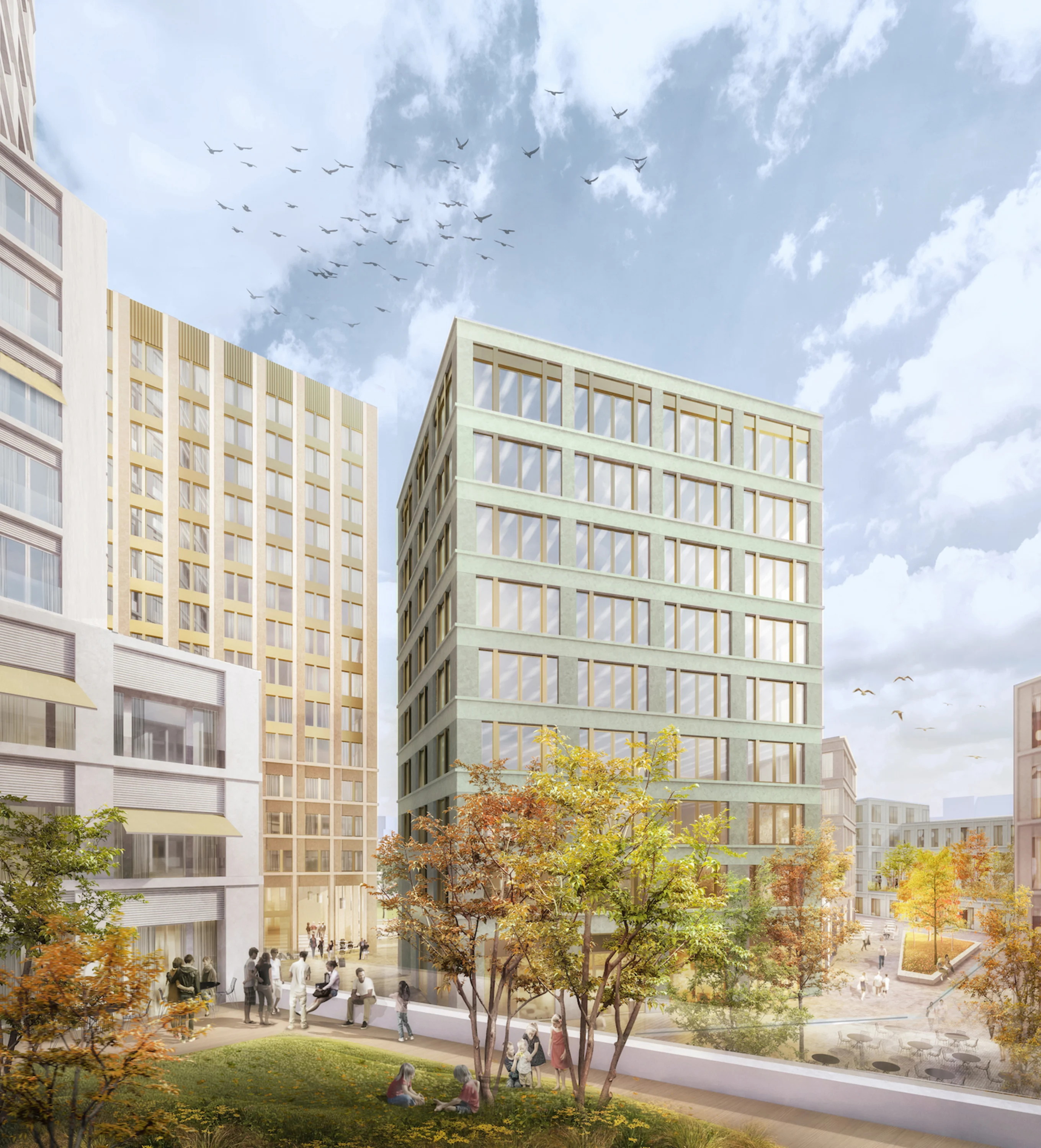 Bild: Drei Hochpunkte, drei unterschiedliche Fassade, ein harmonisches Zusammenspiel