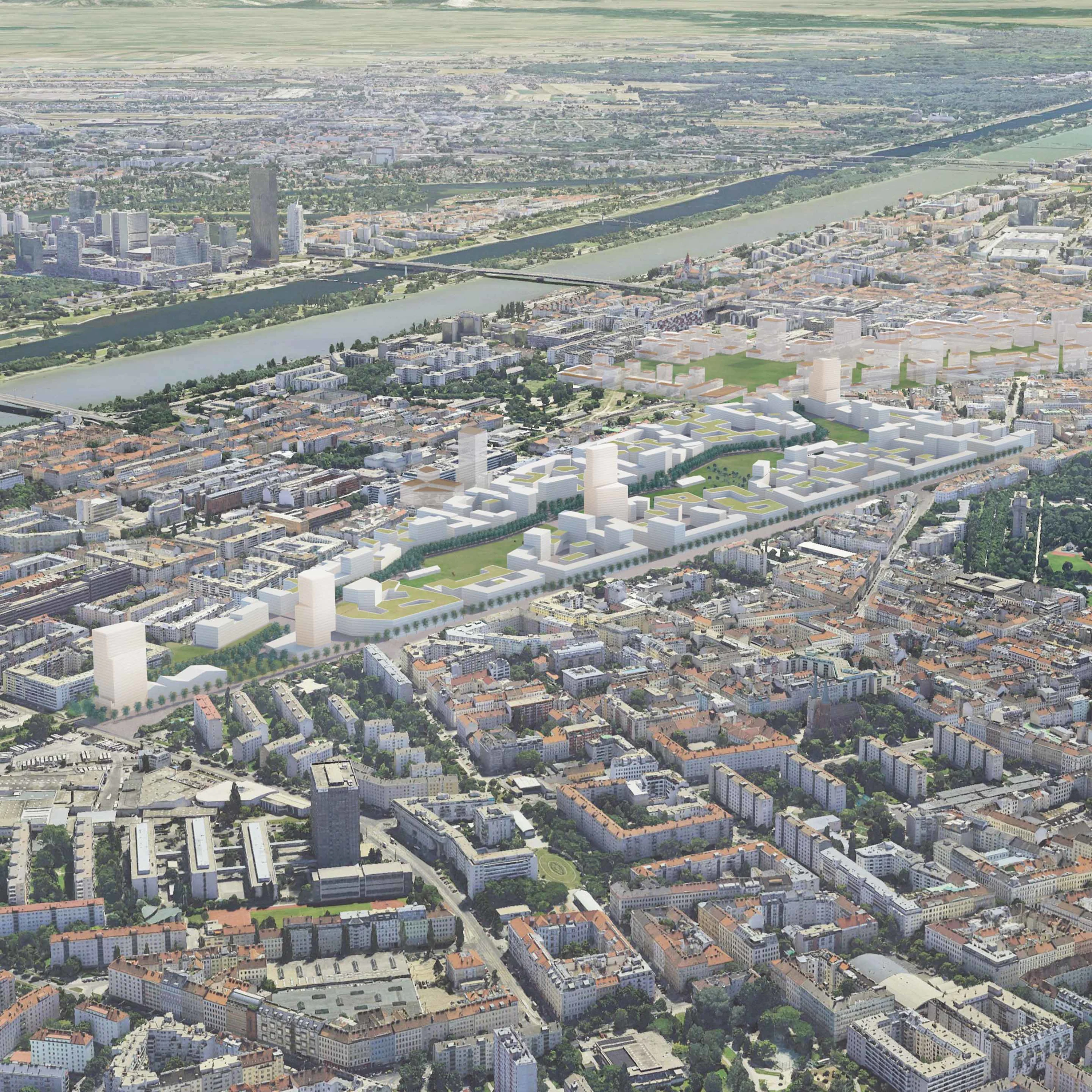 Foto: Visualisierung des neuen Projekts Nordwestbahnhof in Wien.