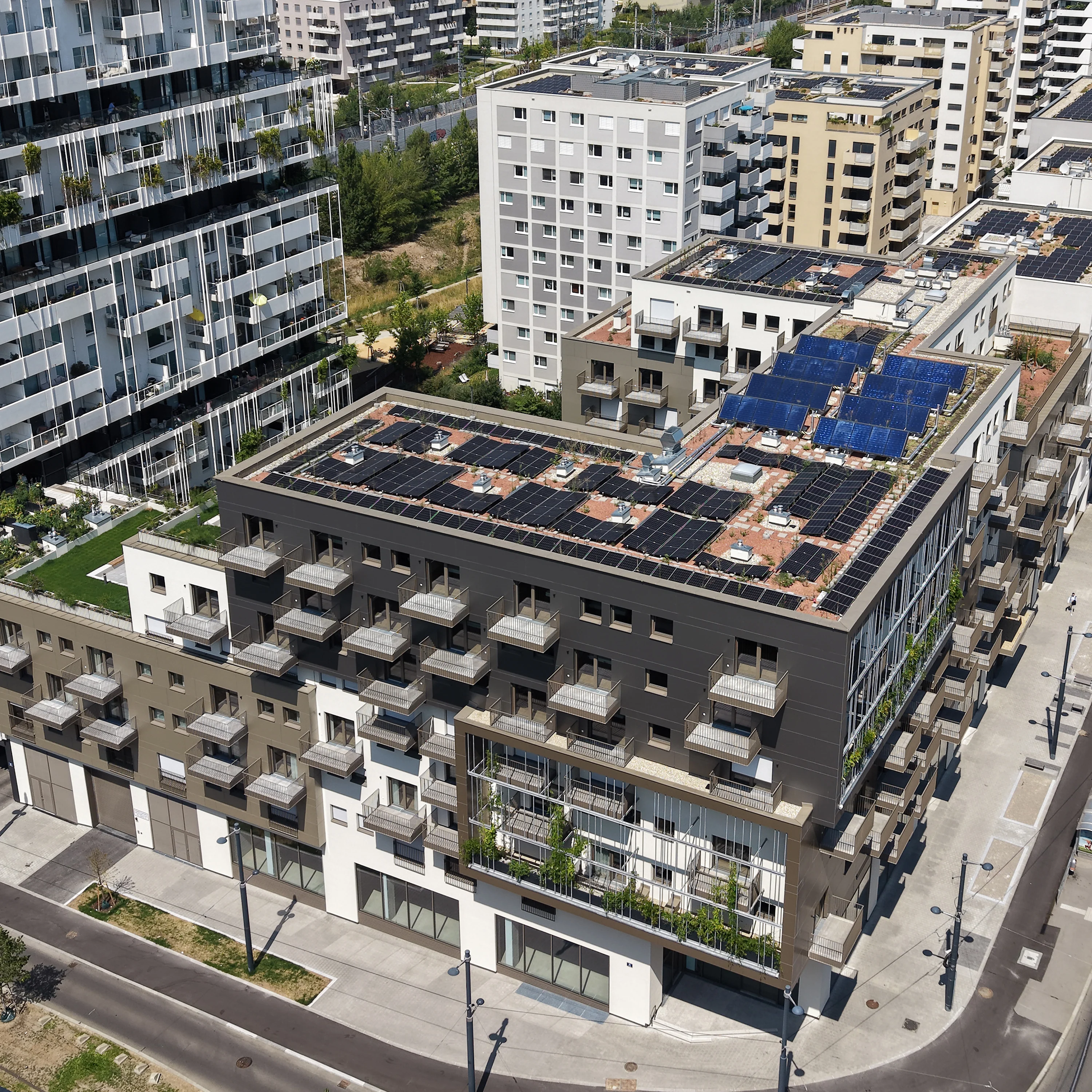 Green Cube Drohnenaufnahme 2026 Foto: Das Green Cube im Nordbahnviertel ist fertiggestellt.