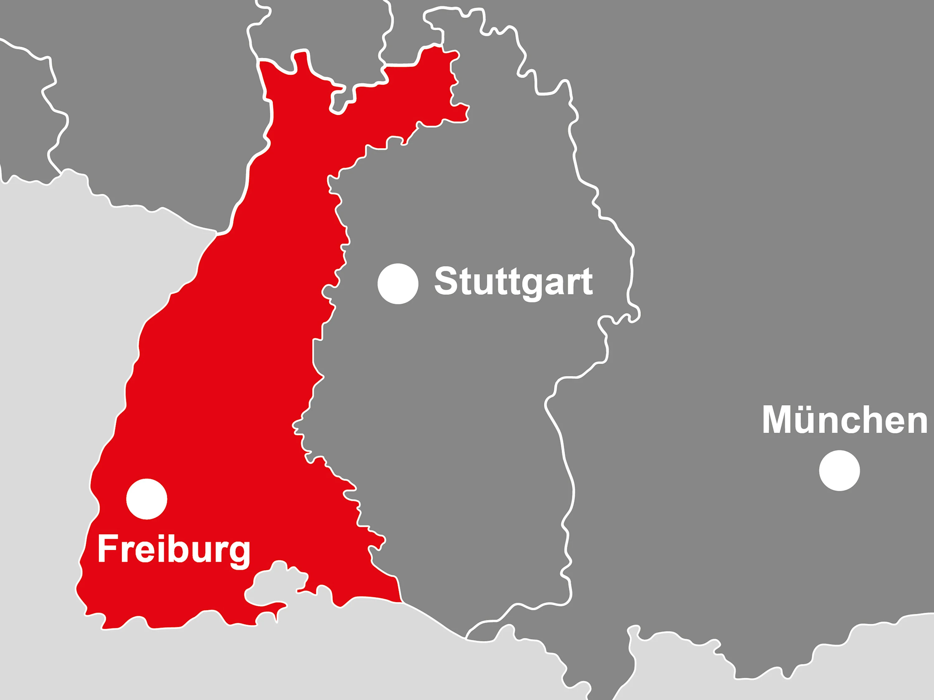 Gebietskarte, Bereich Freiburg Bild: geografische Karte vom Einzugsgebiet des SRE-Bereichs Freiburg