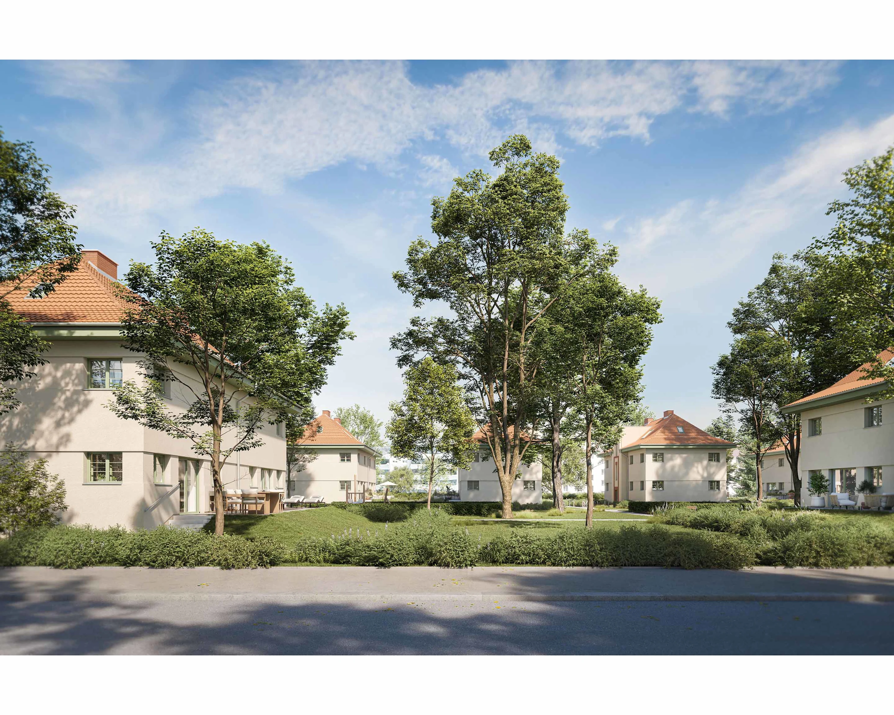 Foto: Visualisierungen des Projektes trees in Linz mit vielen Grünflächen