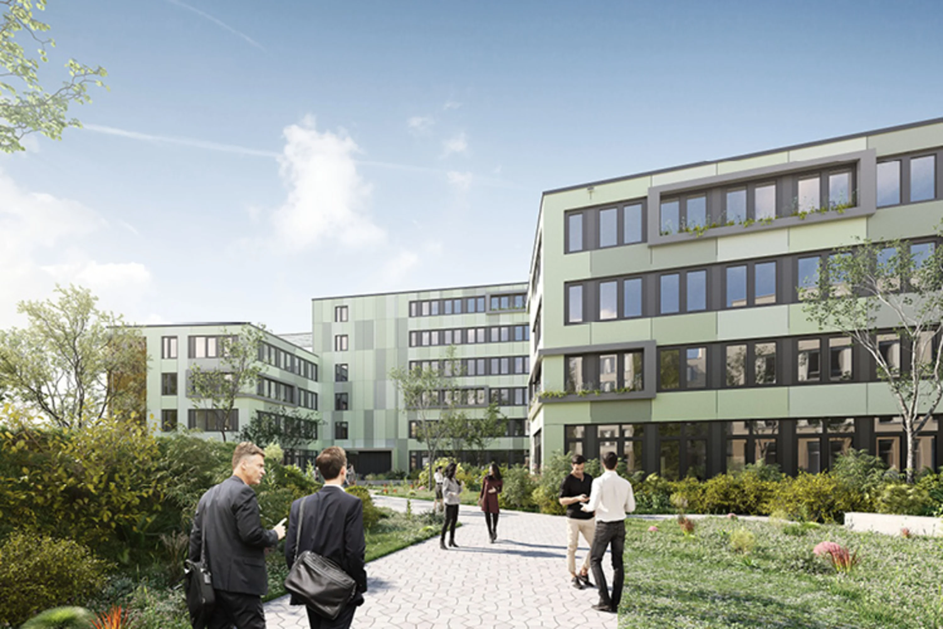 Bürogebäude CLEO mit begrünten Fassaden