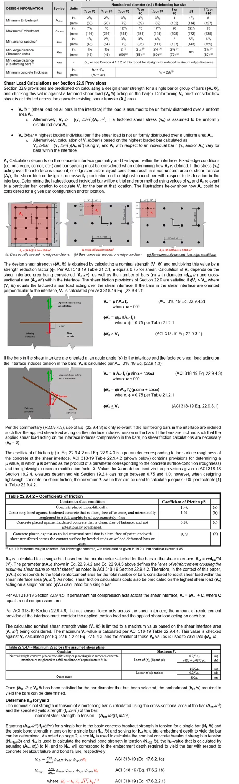 Shear Friction Design using ACI 318-19 Anchoring-to-Concrete Provisions for Post-installed Reinforcing Bar Design