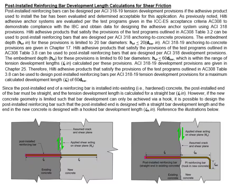 Shear Friction using ACI 318-19 Provisions for Post-installed Reinforcing Bar Design