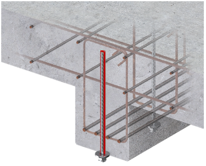 Hilti HIT‑RE 500 V4, barre HAS(-U) e set di iniezione utilizzati come armatura a taglio post‑installata