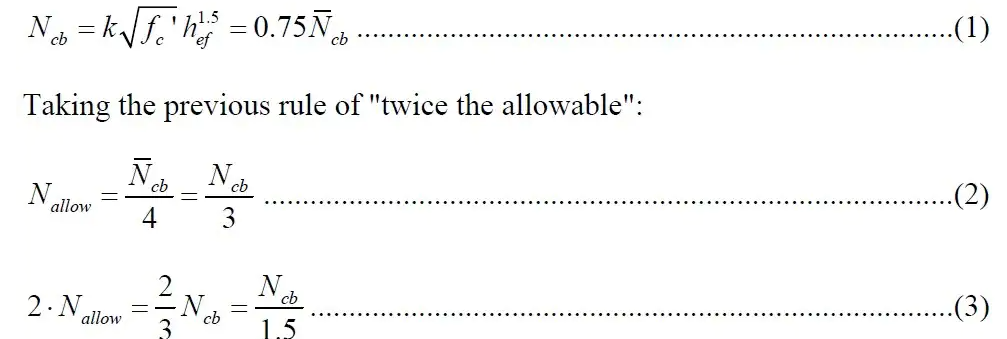 Special Instructions Guidelines for Post-Installed Anchors Equation 1