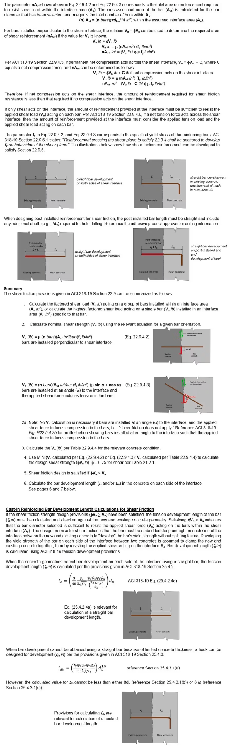 Shear Friction using ACI 318-19 Provisions for Post-installed Reinforcing Bar Design