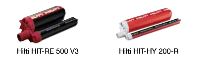 Hliti HIT-RE 500 v3 and Hilti HIT-HY 200-R