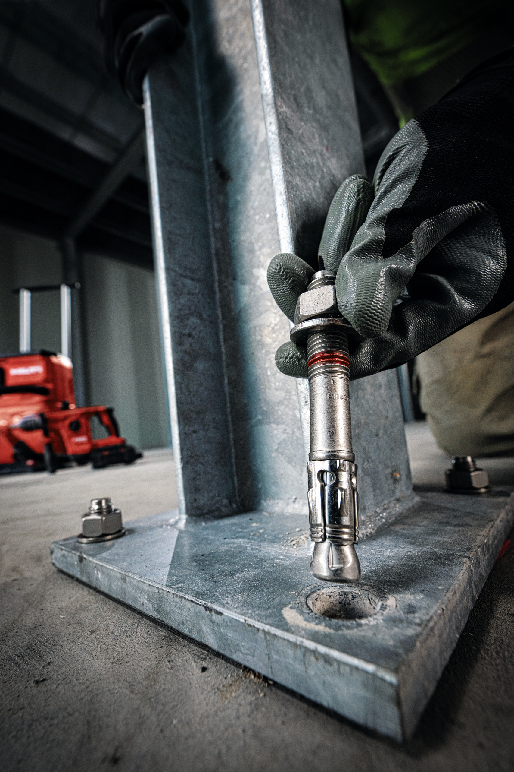 Baseplate application installed using our innovative stud anchors