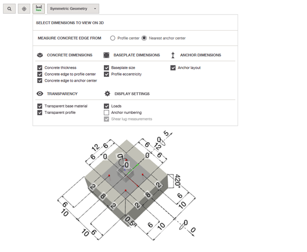 PROFIS Engineering Select Dimensions to View on 3D