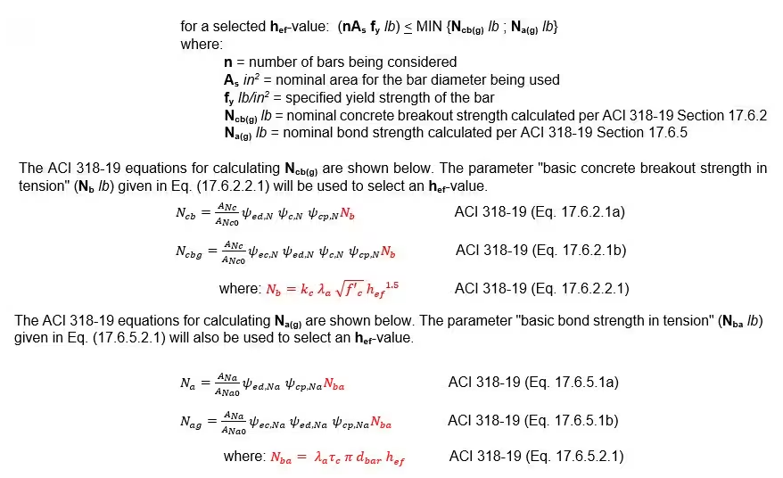 ASCI 318-19 equations for calculating