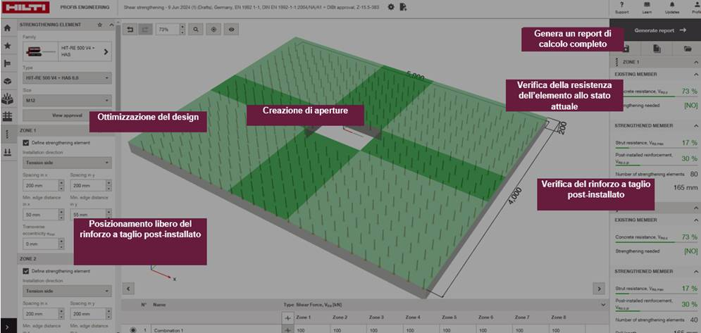 interfaccia di Hilti PROFIS Engineering