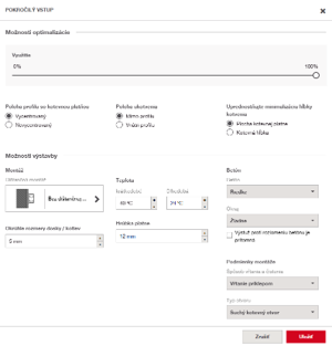 Advanced input settings interface showing optimization, anchor positioning, material properties, and installation conditions.