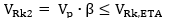 Gleichung für den charakteristischen Scherwiderstand: V_Rk2 = V_p · β ≤ V_Rk,ETA.