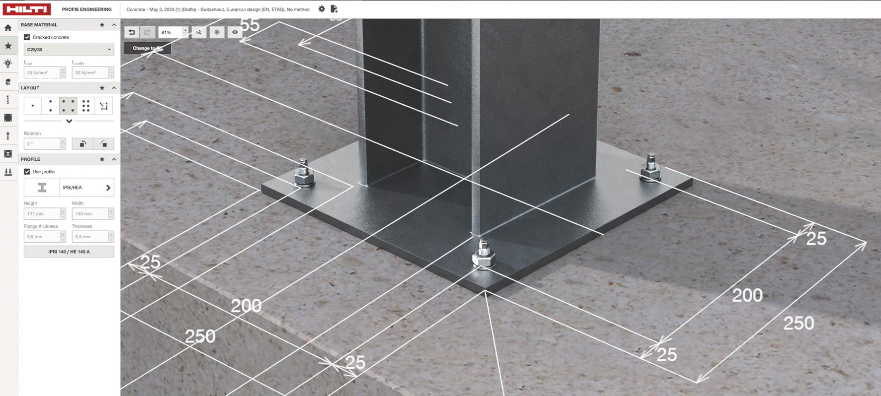 An Easier Way to Edit 3D Dimensions in PROFIS Engineering - Baseplate