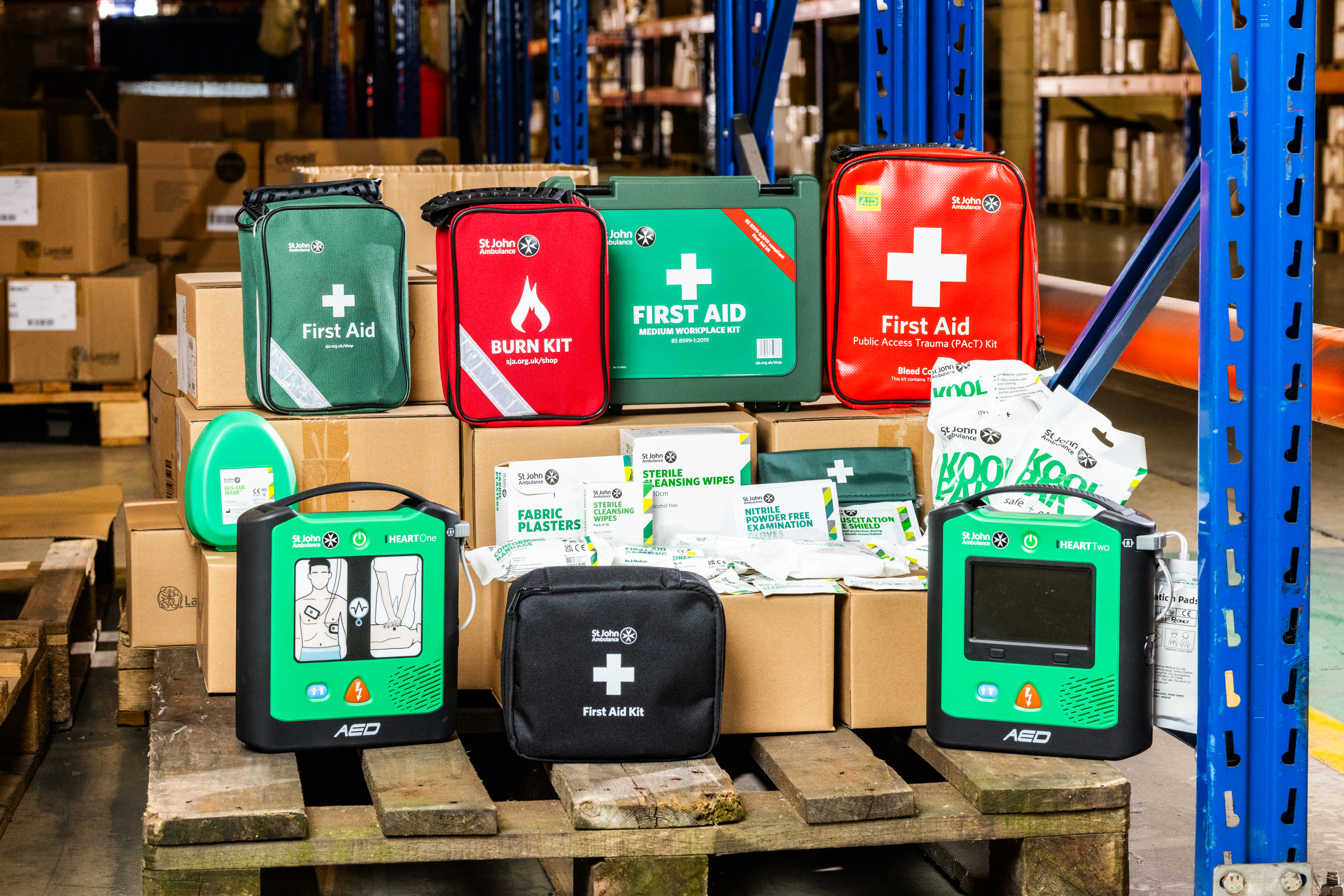 A range of first aid supplies.