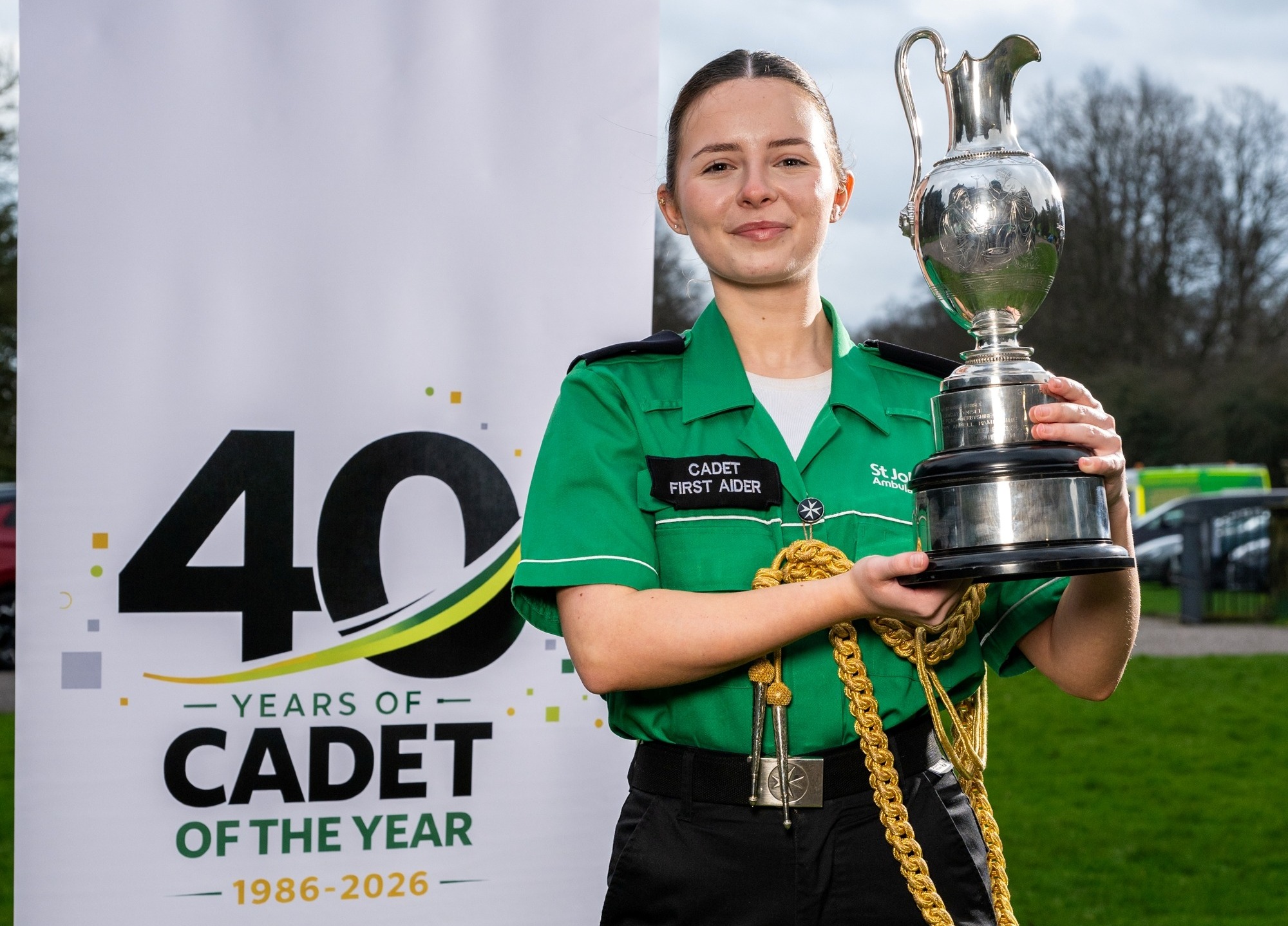 Cadet of the year 2026, Emily, posing with her trophy.
