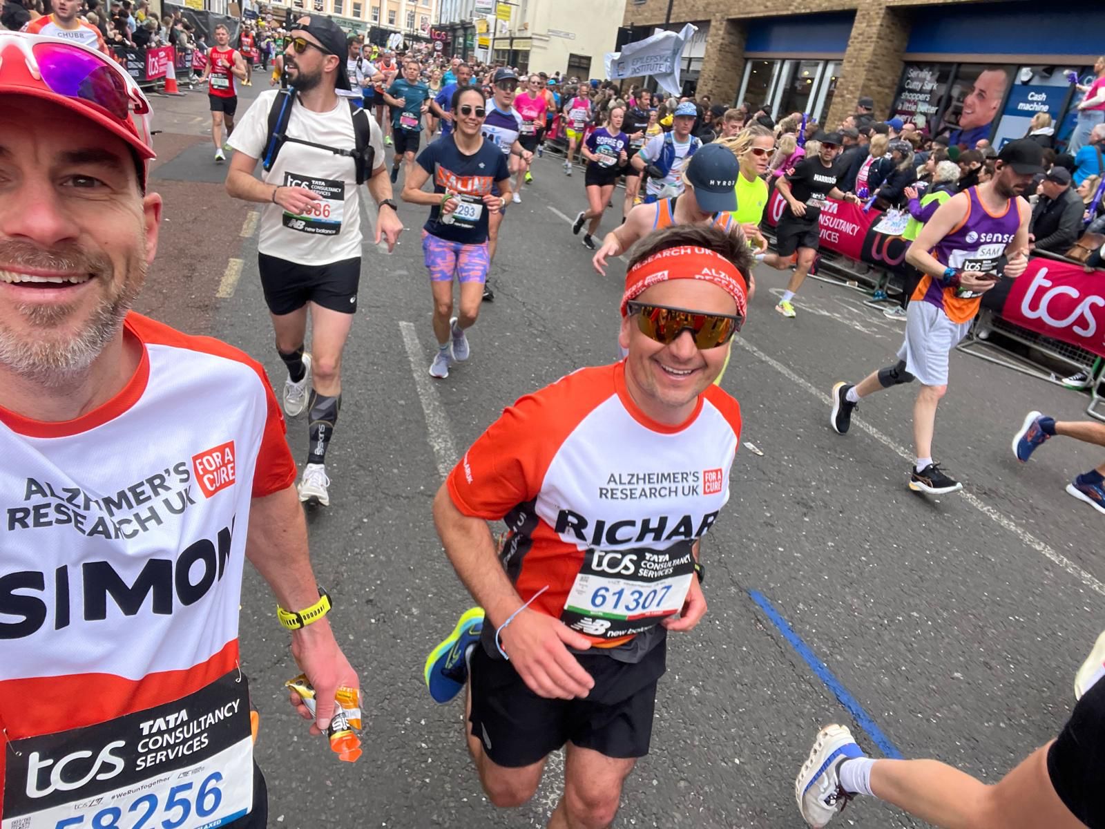 A photograph of Iceland executive Richard Walker running the London Marathon.