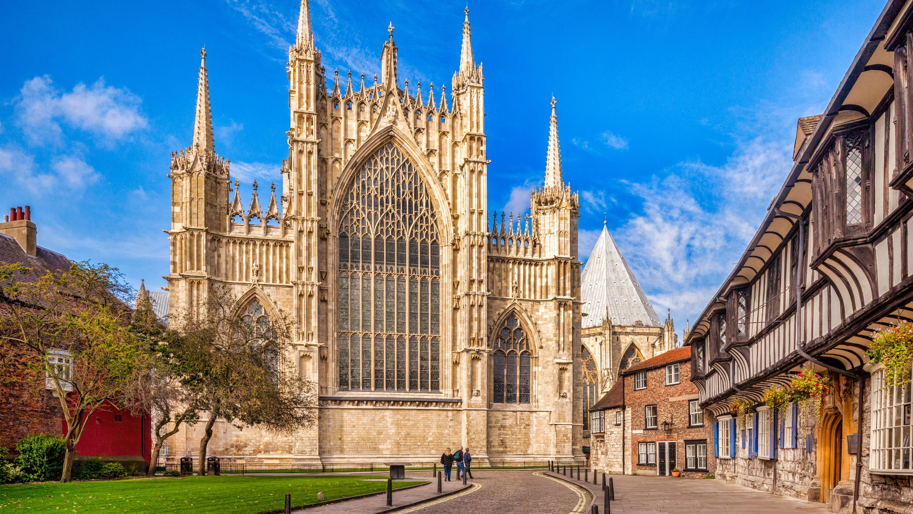 York Minster, the east facade, with College Street and St William's College on the right.