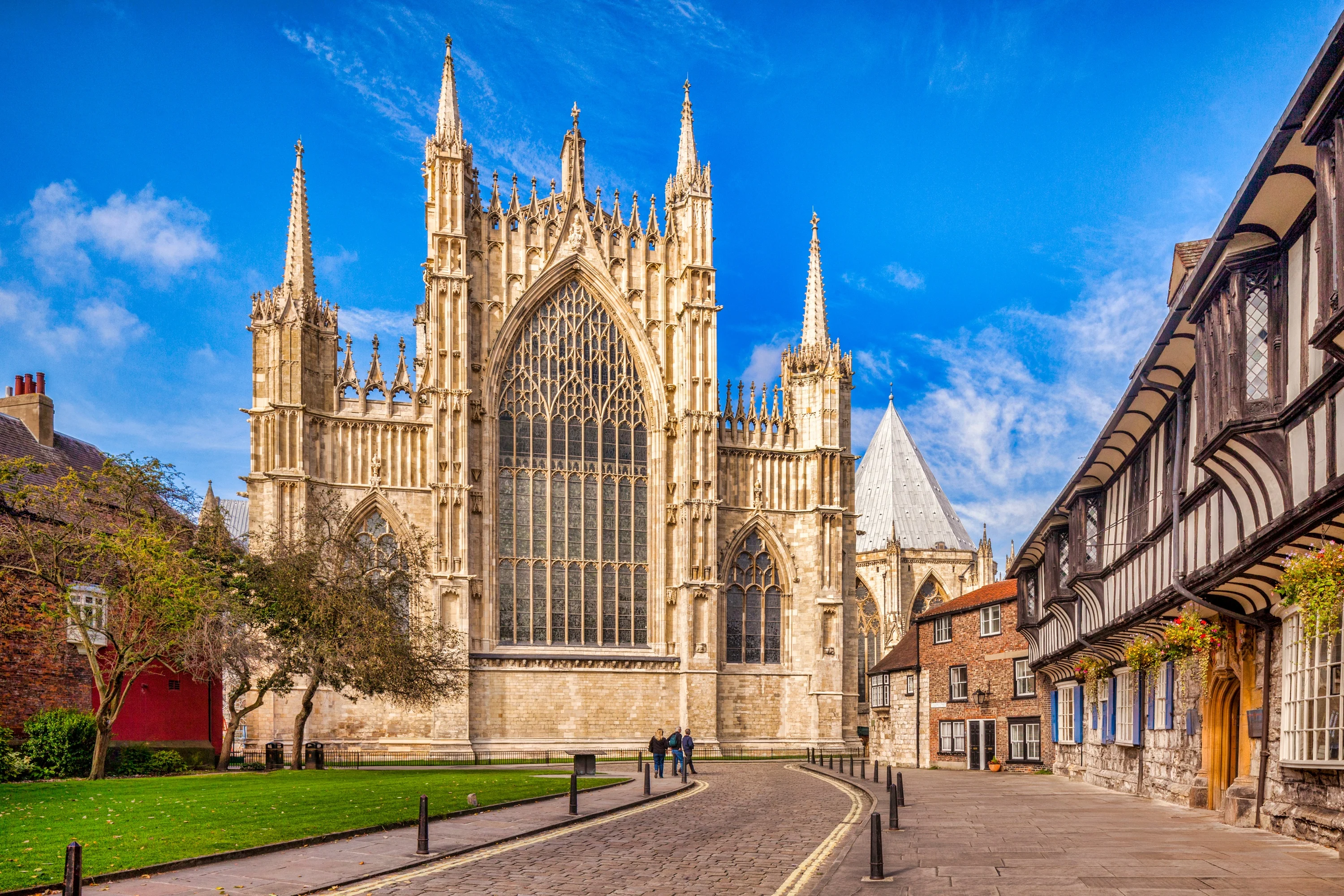 York Minster, the east facade, with College Street and St William's College on the right.