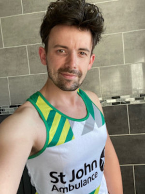 A selfie of Brandon in his St John running vest.