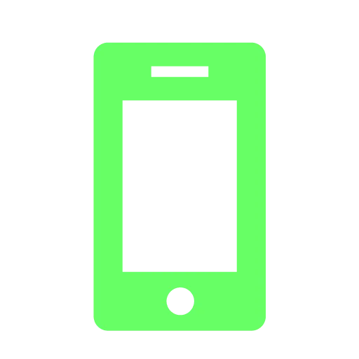Simple illustration in bright green of a mobile phone.