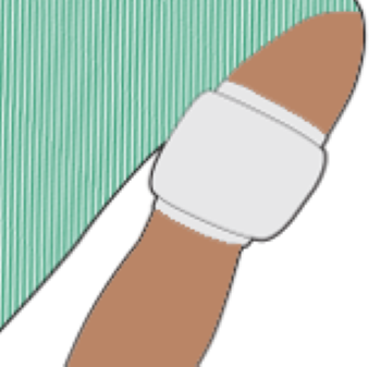 An illustration depicting someone applying haemostatic dressing.