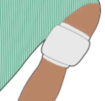 An illustration depicting someone applying haemostatic dressing.