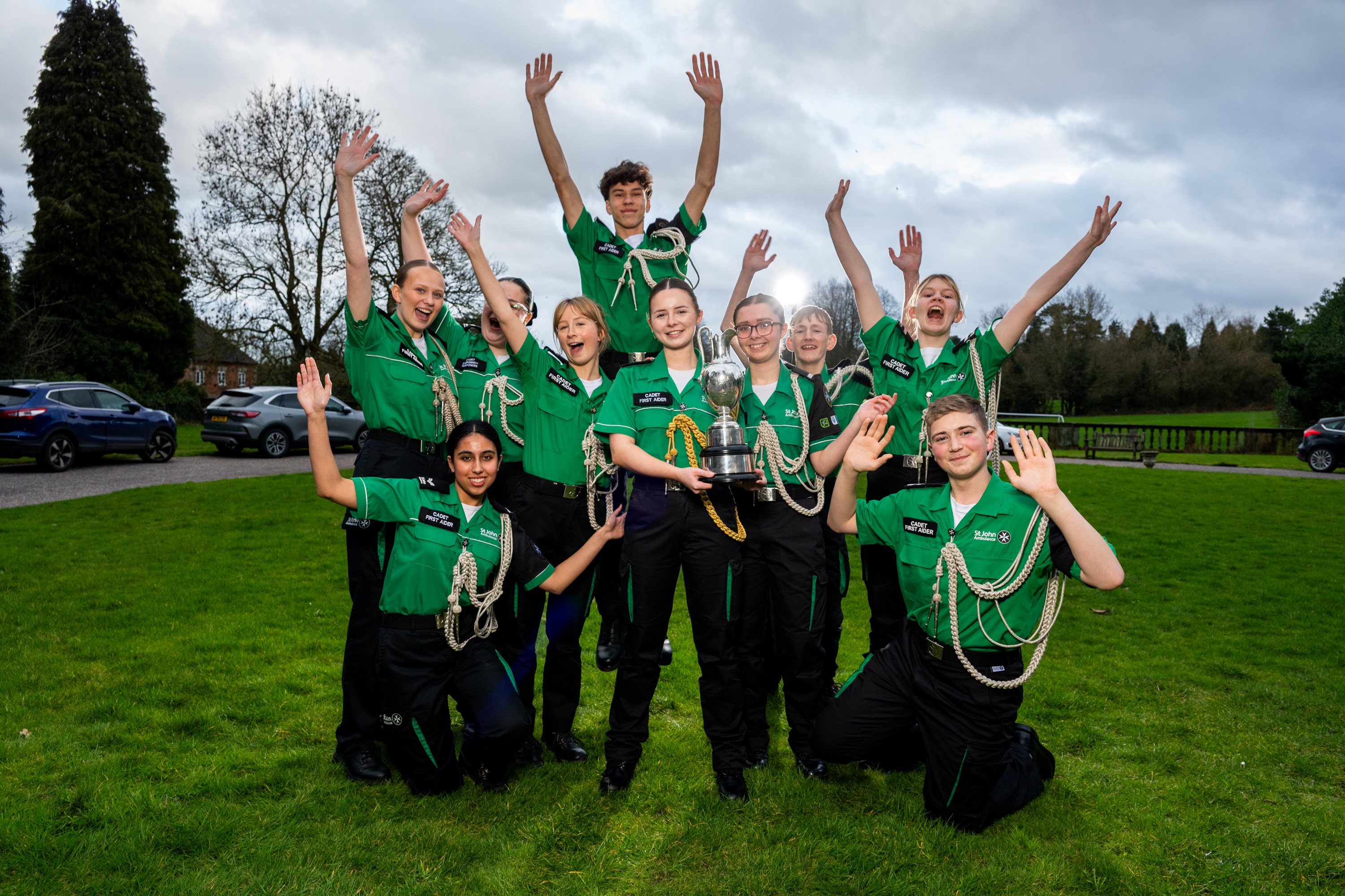 All the fantastic nominated Cadets proudly celebrating and posing for a picture with the trophy.