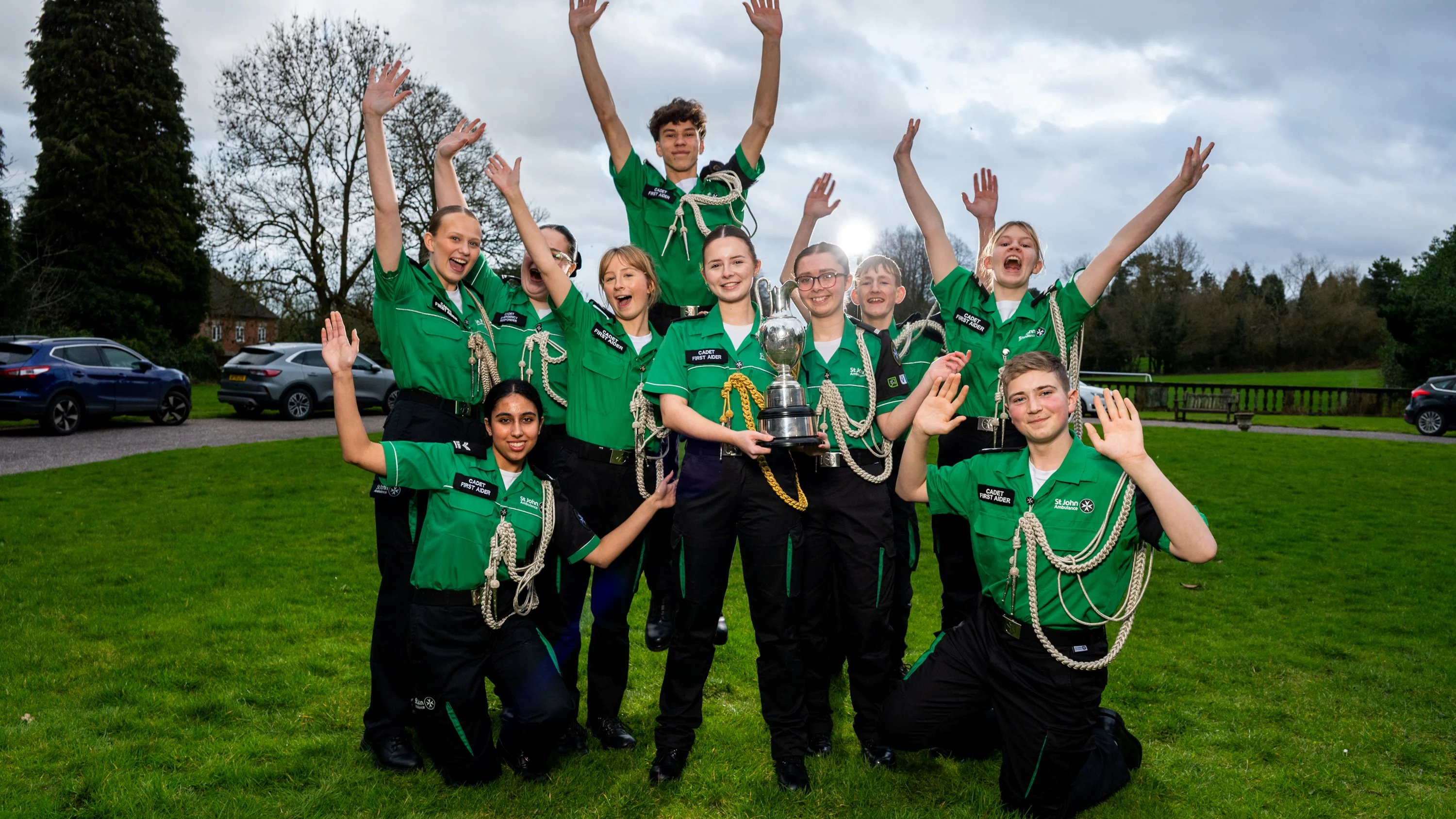 All the fantastic nominated Cadets proudly celebrating and posing for a picture with the trophy.