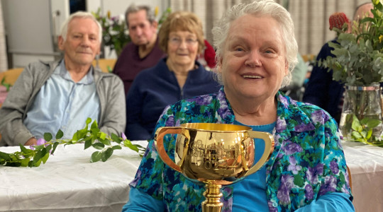 News-main image-Calvary residents in the winners’ circle with Melbourne Cup visit